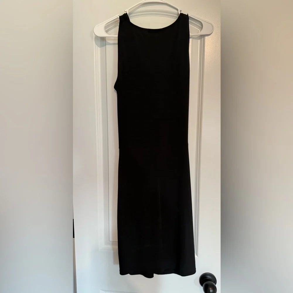 New York & Company Black Asymmetrical Ruched Sheath Dress - Picture 3 of 4